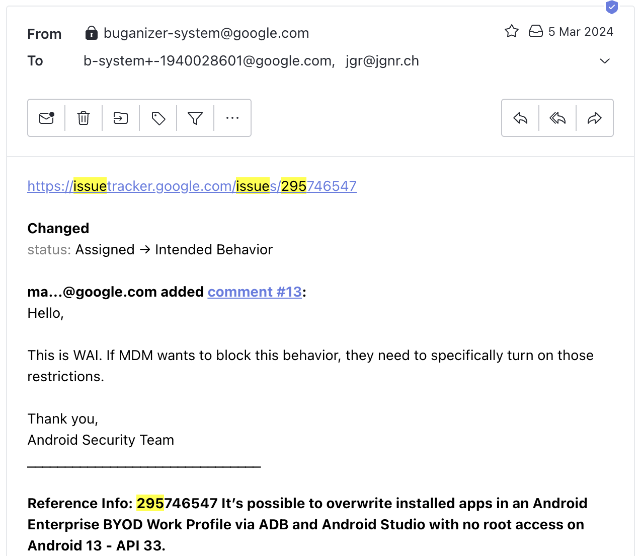 Answer Android VRP